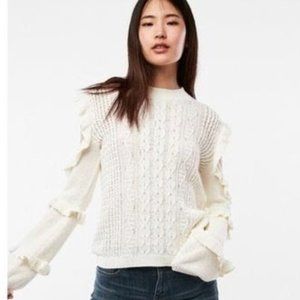 Ivory Cold Shoulder Cable Knit Sweater